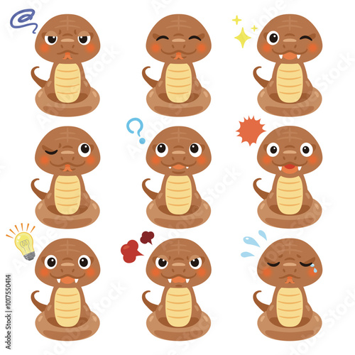 茶色の蛇のキャラクター　表情1