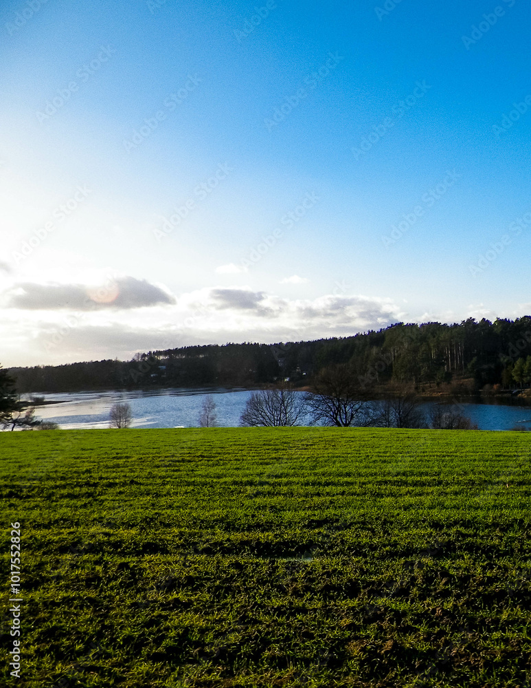 Fototapeta premium Wysockie lake at December. Kashubia. Northern Poland