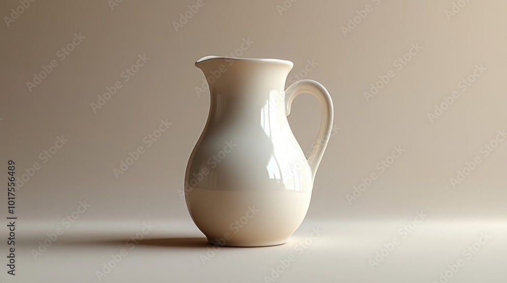 White Pitcher on a Beige Background White Pitcher on a Beige Background