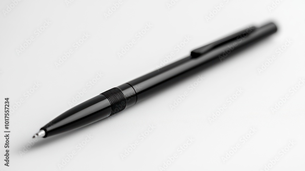 A Single Black Pen on a White Background