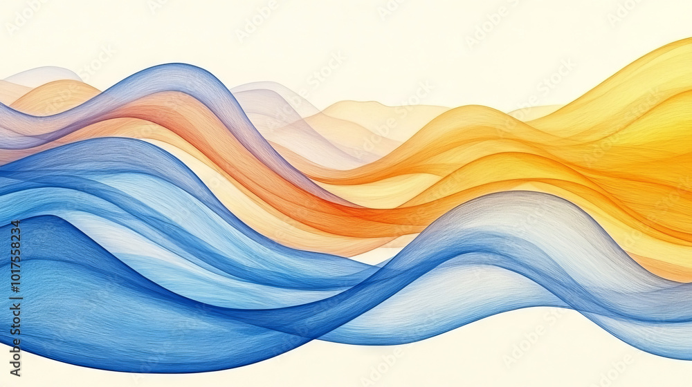 Abstract waves of blue, orange, and yellow create a dynamic and colorful design. Abstract waves of blue, orange, and yellow create a dynamic and colorful design.