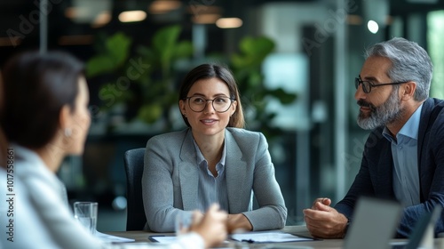 Diverse business people partners group negotiating at boardroom meeting.Multiethnic executive team discussing financial partnership agreement project strategy brainstorming sitting at, Generative AI