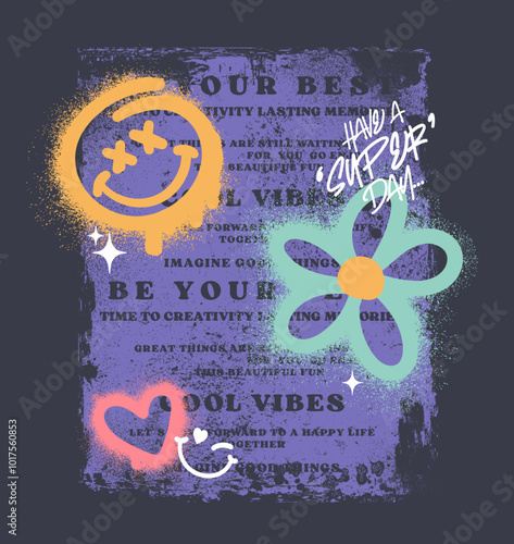 Urban typography street art graffiti slogan print with spray effect for graphic tee t shirt or sweatshirt - Vector