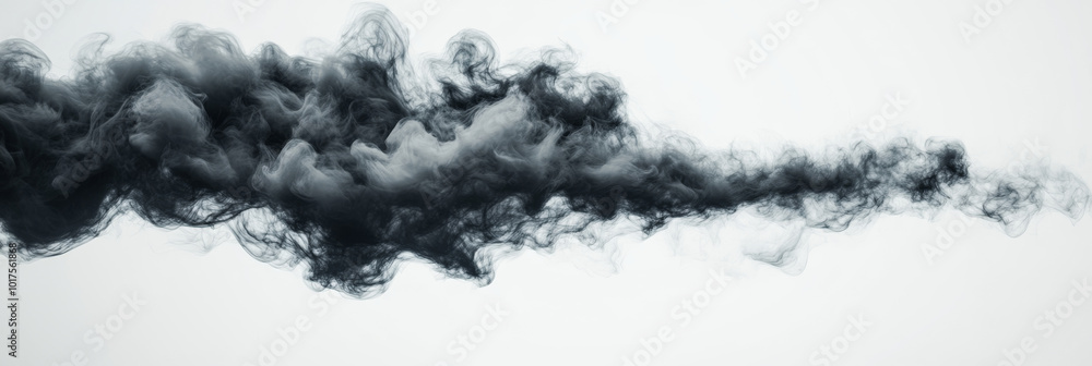 Abstract black smoke wisps on a white background, perfect for graphic design or artistic projects. Abstract black smoke wisps on a white background, perfect for graphic design or artistic projects.