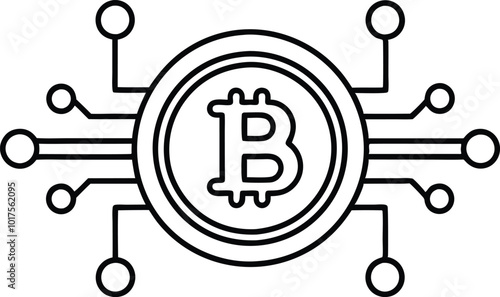 Bitcoin Symbol, Cryptocurrency Logo and Digital Currency Sign, isolated on black and white.