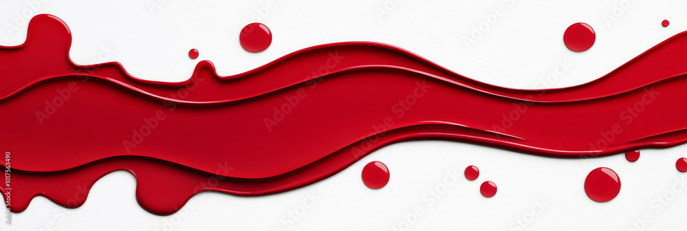 A wave of red paint flows across a white background, creating a vibrant and dynamic image.