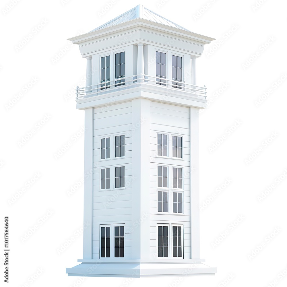 Obraz premium White Building With White Roof Standing Tall.