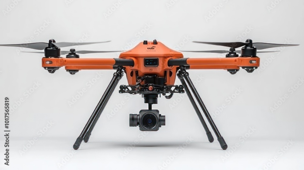 Orange Drone on a White Background Orange Drone on a White Background