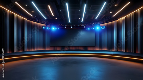 Video conferencing virtual studio background 3D rendering. ai generate high resolution image