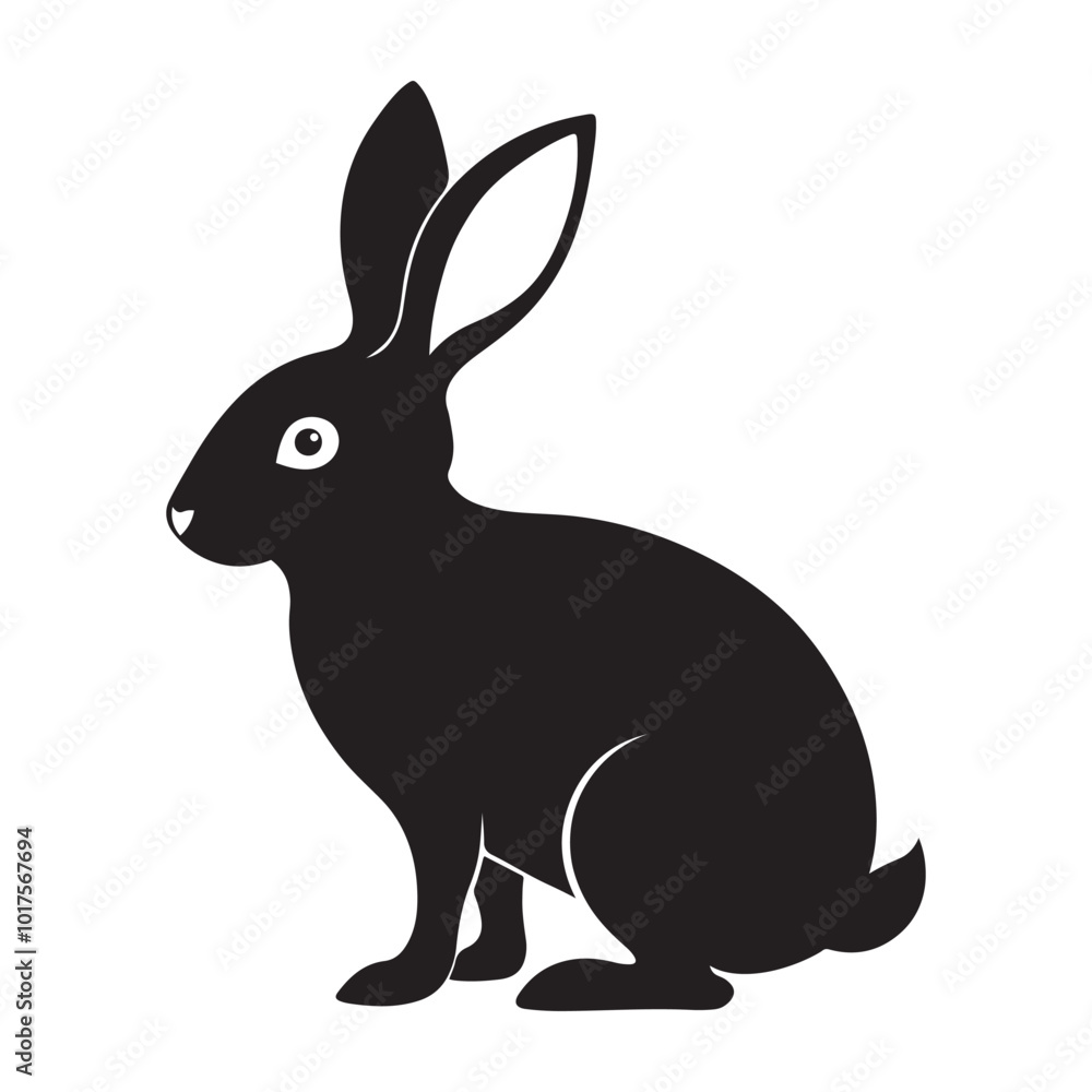 Black bunny silhouette vector illustration isolated on white background. Black bunny silhouette vector illustration isolated on white background.