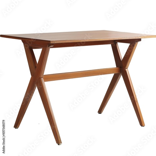 Wooden modern Table on white background. 