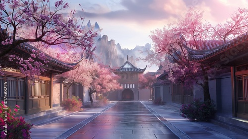 nice anime landscape theme with colorful
