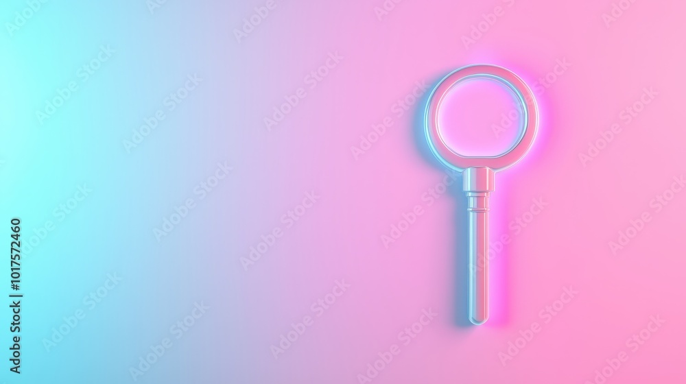 3D Rendered Key with Neon Lights on Pink and Blue Gradient Background 3D Rendered Key with Neon Lights on Pink and Blue Gradient Background
