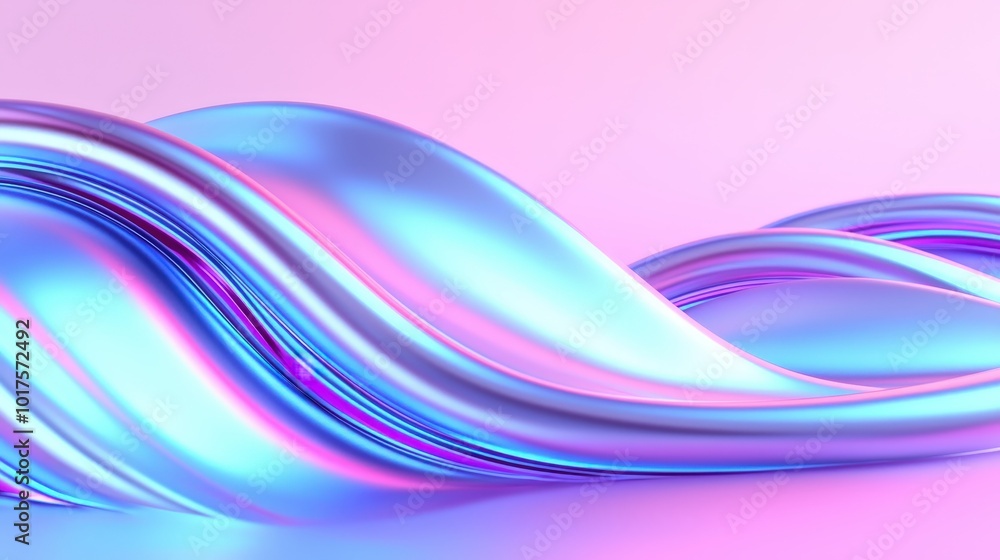 Fototapeta premium Abstract Liquid Metal Waves in Iridescent Colors Futuristic 3D Background