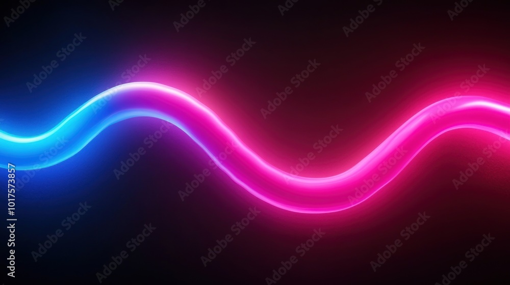 Obraz premium A vibrant wave of blue and pink light against a dark background, creating a dynamic visual effect.