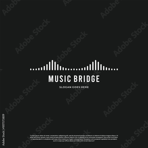 Music bridge logo, sound wave combine with bridge logo concept