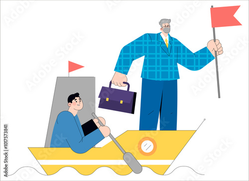 Older Businessman. Flat Vector Illustration
