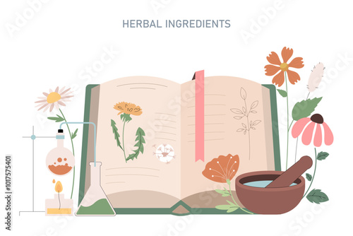 homeopathy. Flat Vector Illustration