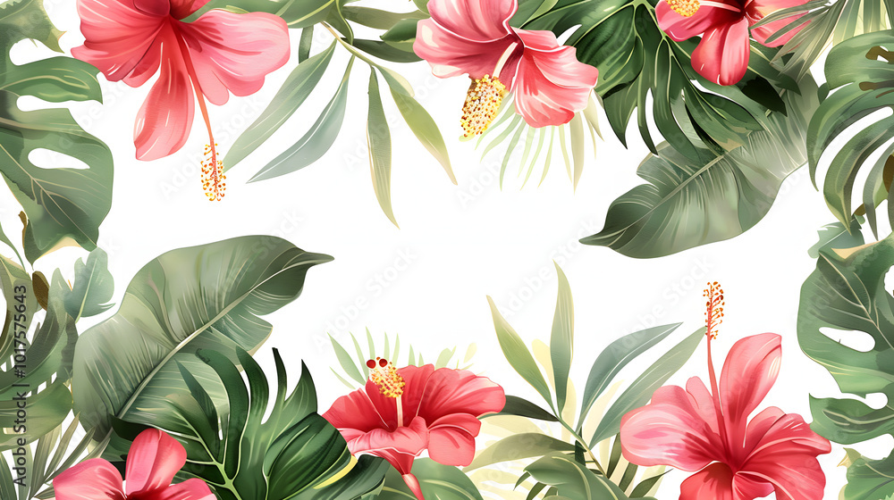 Tropical Flowers Frame Background Tropical Flowers Frame Background