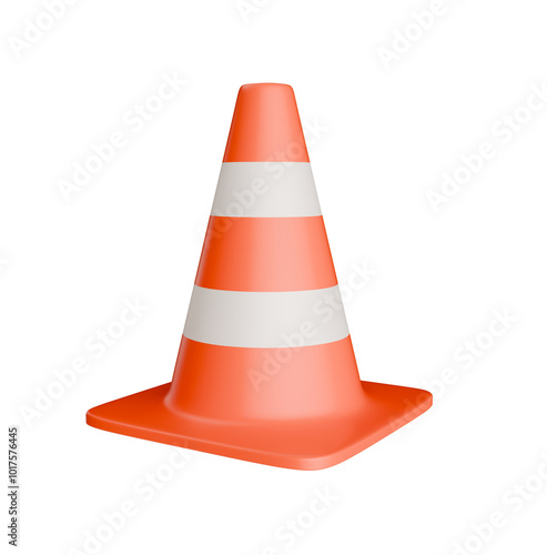 Fototapeta Naklejka Na Ścianę i Meble -  construction traffic cone isolated on white background 3d element icon