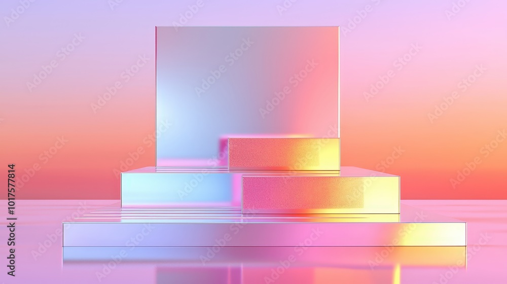 Abstract Geometric Platform with Pink and Purple Gradient for Product Display Abstract Geometric Platform with Pink and Purple Gradient for Product Display