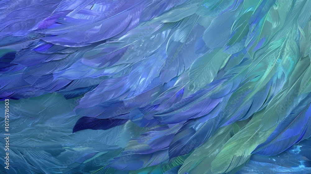 Fototapeta premium Soft Blue and Green Feather Texture Background