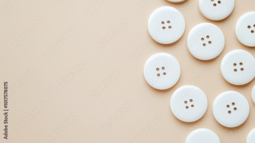 White button badges on beige background flat lay mockup for design White button badges on beige background flat lay mockup for design