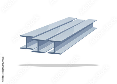 Metal construction beams vector isolated on white background.