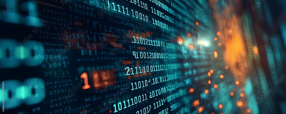 Macro view of a computer screen with binary and a password field. Macro view of a computer screen with binary and a password field.
