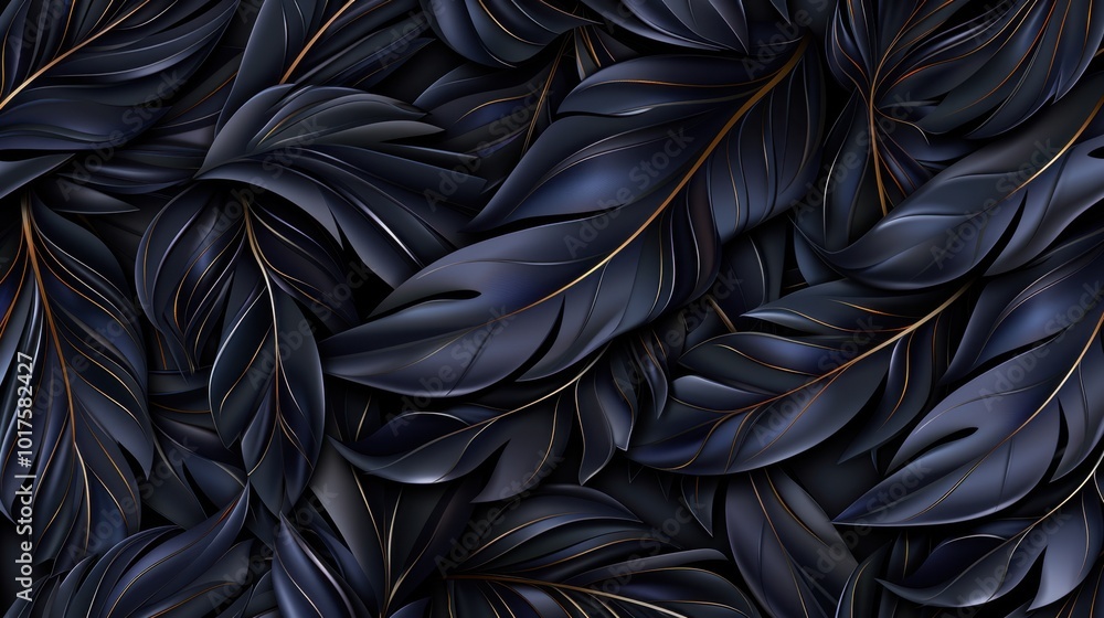 Fototapeta premium Dark Leaves Pattern with Elegant Texture