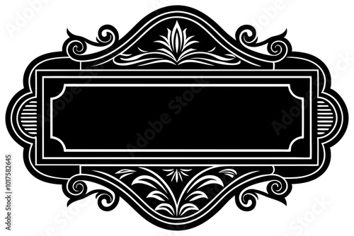 black wooden  with intricate engraving  silhouette