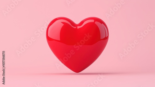 3D Rendered Red Heart on Pink Background   Valentine s Day Love Symbol