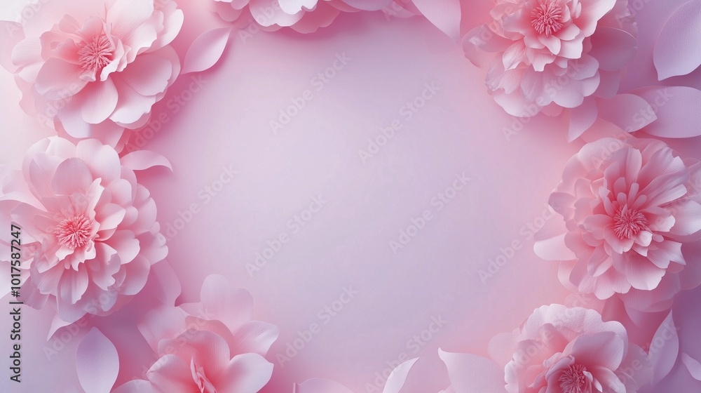Peony flower and leaves rounded frame blank center space nature background Peony flower and leaves rounded frame blank center space nature background