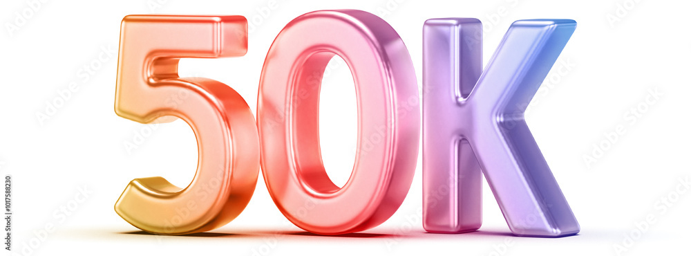 50K Followers Gradient 3D Number 50K Followers Gradient 3D Number