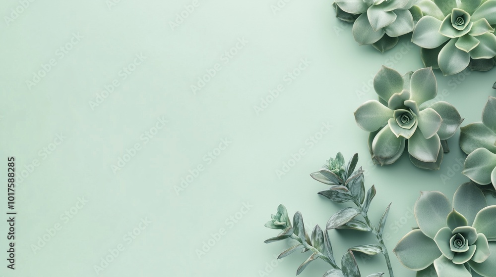 Succulent cactus decoration mini plant border frame copy space blue background Succulent cactus decoration mini plant border frame copy space blue background