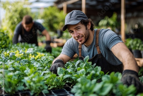Wallpaper Mural Coworkers working in plant nursery, Generative AI Torontodigital.ca