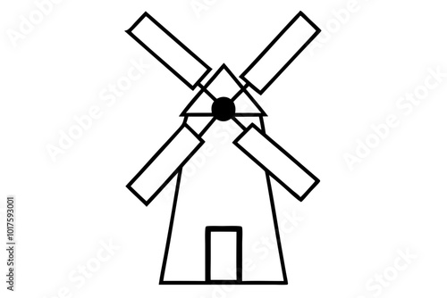 Windmill | vector silhouette illustration on white background