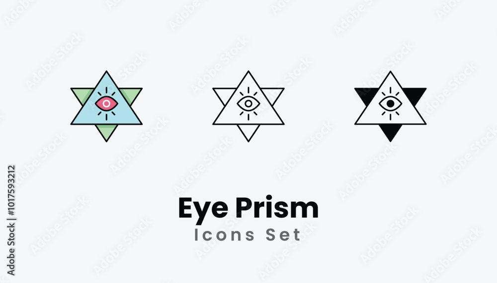 Eye Prism Icons thin line and glyph vector icon stock illustration Eye Prism Icons thin line and glyph vector icon stock illustration