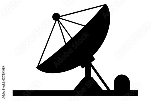 Large satellite dish antenna receiver and transmitter for television and radio transmission | vector silhouette illustration on white background