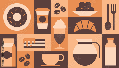 Coffee background vector geometric menu packaging