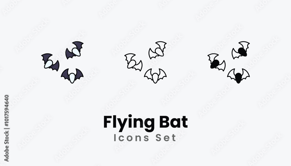 Flying Bat Icons thin line and glyph vector icon stock illustration Flying Bat Icons thin line and glyph vector icon stock illustration