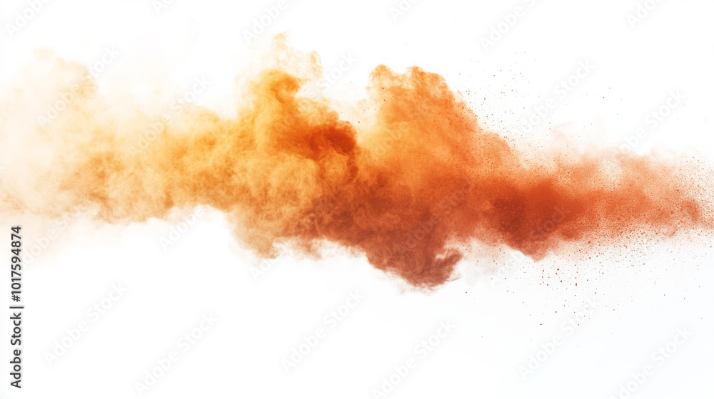 Abstract orange and brown powder explosion on white background. Abstract orange and brown powder explosion on white background.
