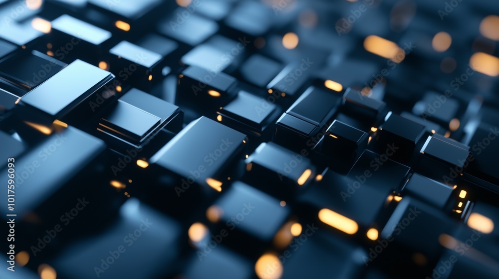 Fototapeta premium Abstract 3d of a digital cube with illuminated a futuristic technology background.