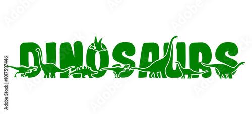 Prehistoric dinosaur silhouettes of vector jurassic dino characters. Brachiosaurus, titanosauria, lexovisaurus, euhelopus and suchomimus green silhouettes. Prehistoric dino animals and extinct bird