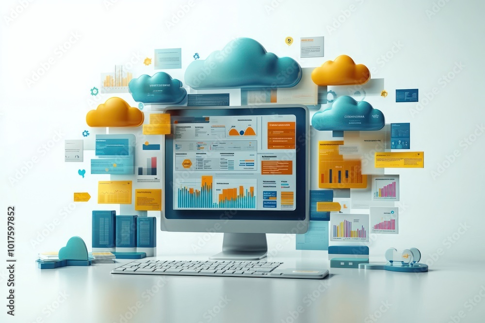 Obraz premium Cloud Computing and Data Visualization