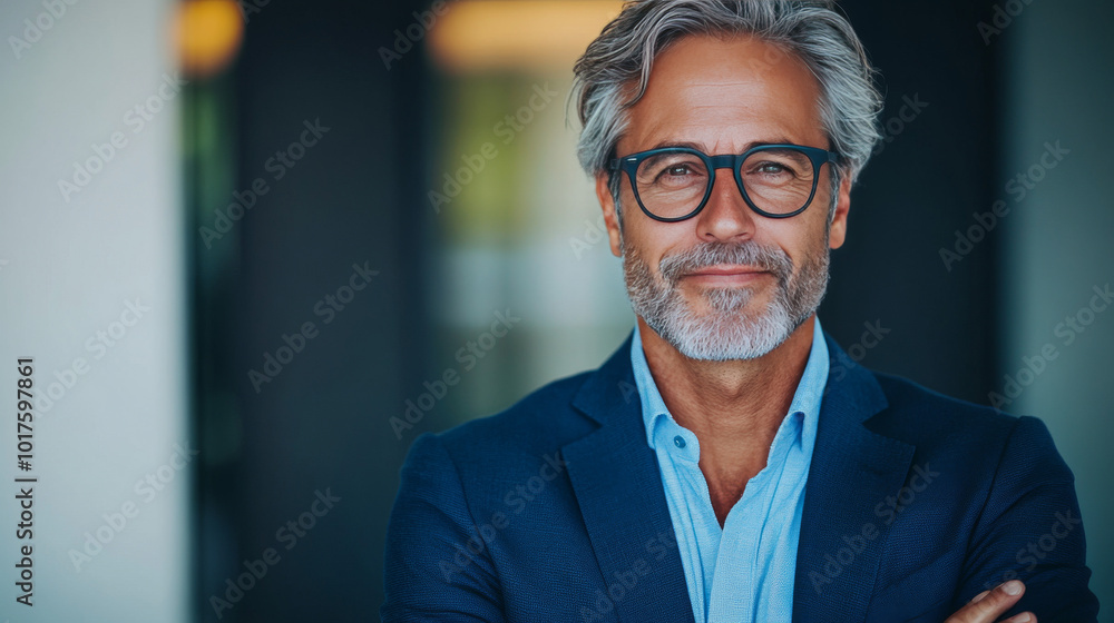 Confident businessman with a warm smile and a look of determination. Confident businessman with a warm smile and a look of determination.
