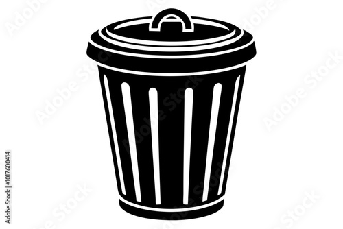 garbage bin silhouette vector illustration white background