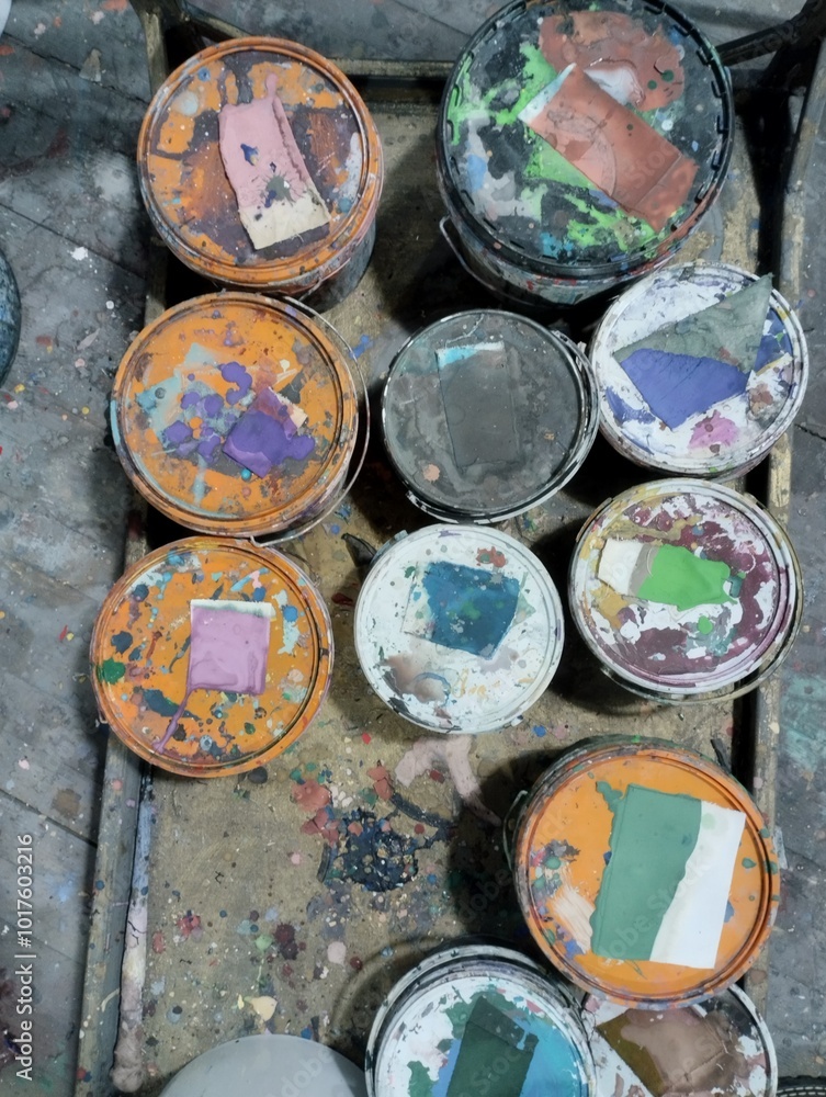 palette, paints, brushes, artist's workshop,