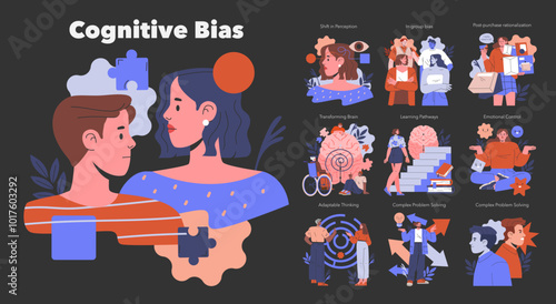 Cognitive Bias. Flat Vector Illustration