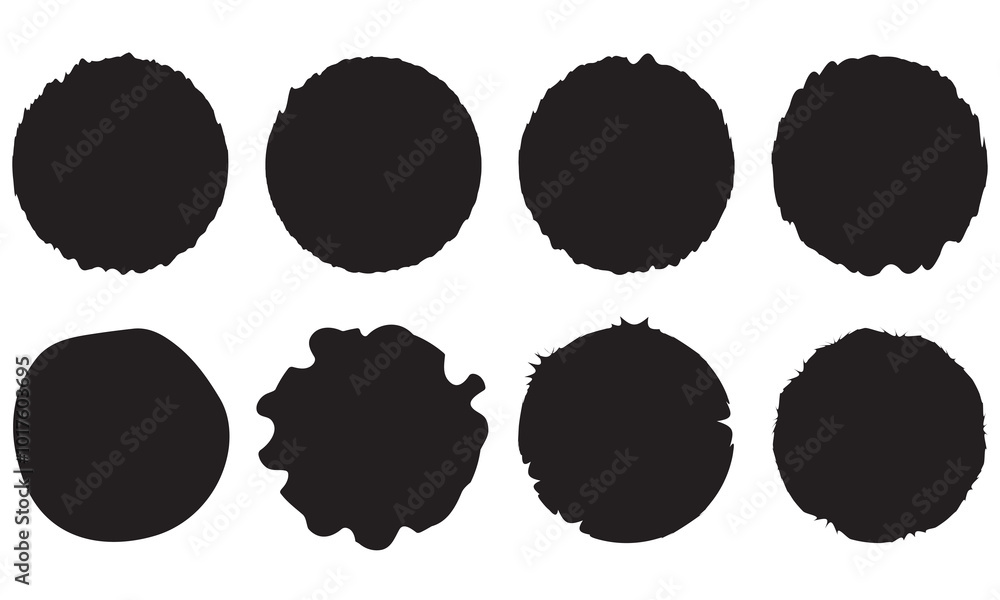 Circle Rip Frame Set of black grunge circle frames with jagged edges. Geometric ...
